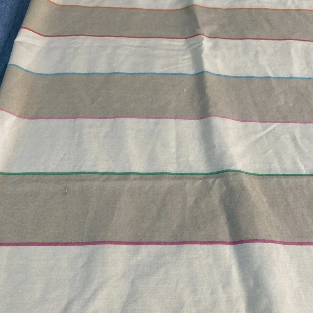 VTG TWIN Atelier Martex Pillowcase & Sheets Percale ~ Beige Tan w Pastel Stripes